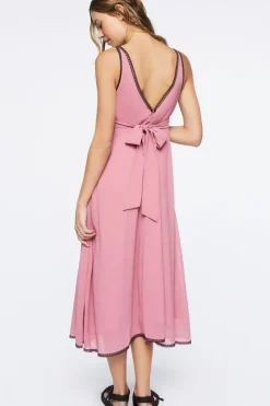 Chiffon Lace-Trim Dress