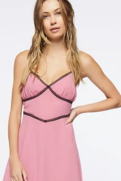 Chiffon Lace-Trim Dress