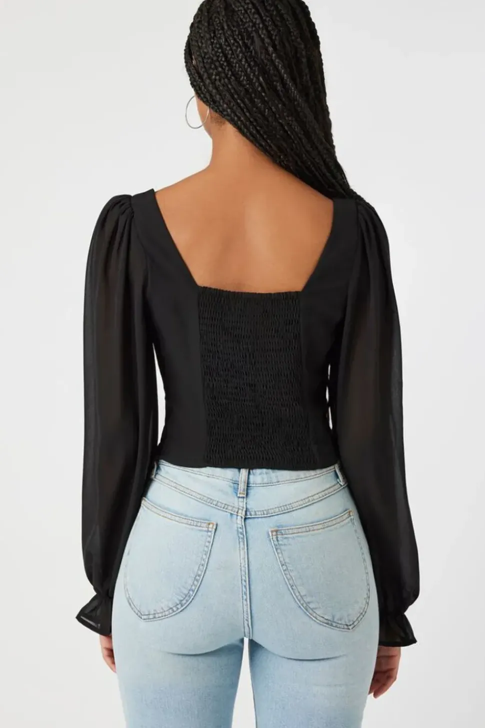 Chiffon Peasant-Sleeve Top