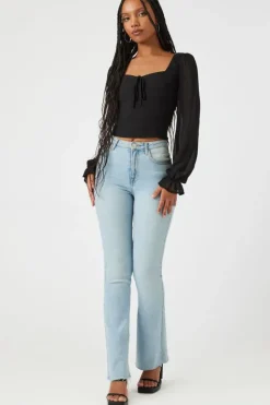 Chiffon Peasant-Sleeve Top