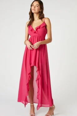 Chiffon Ruffle High-Low Dress