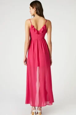 Chiffon Ruffle High-Low Dress