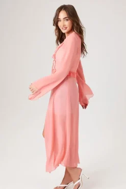 Chiffon Ruffle-Trim Kimono