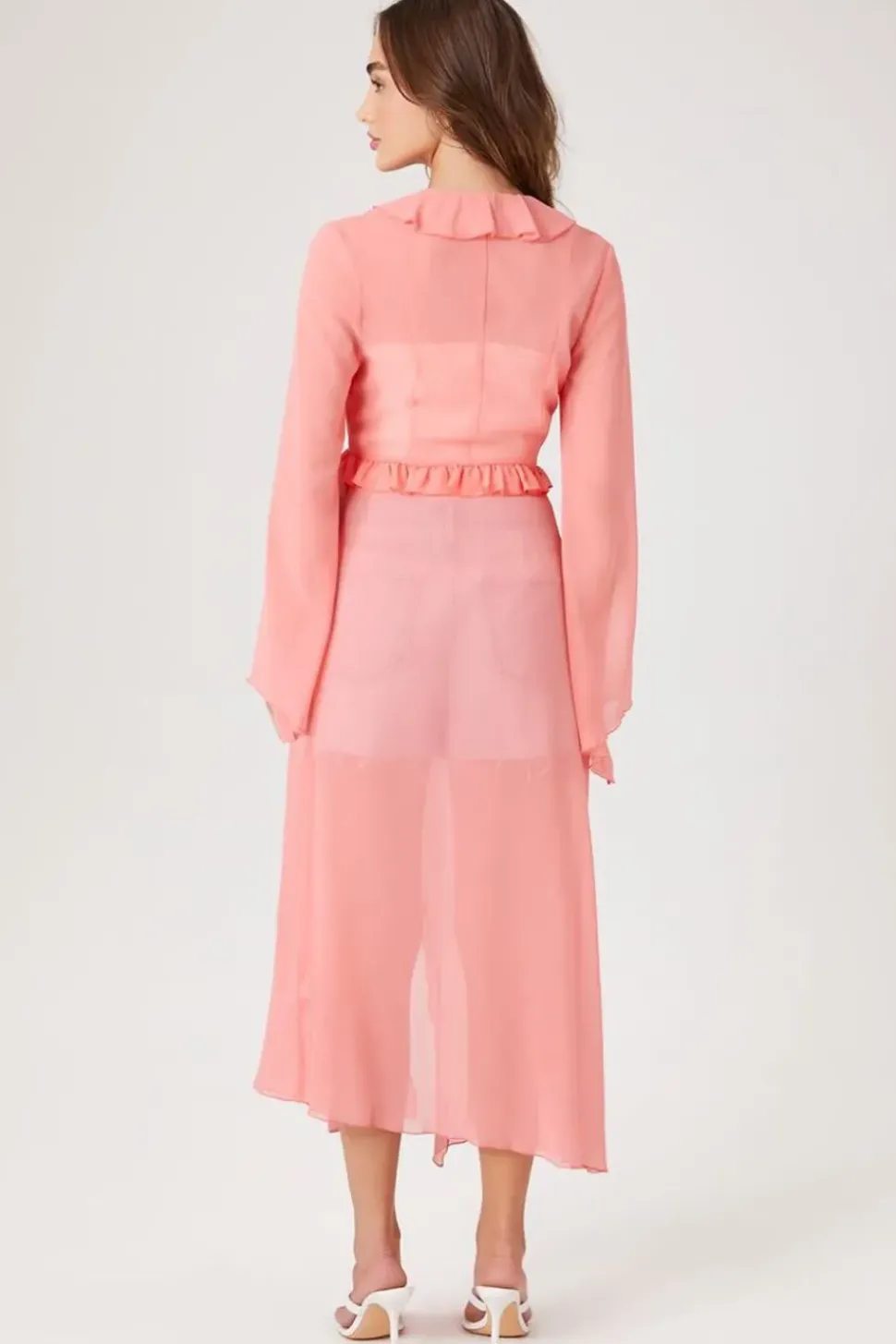 Chiffon Ruffle-Trim Kimono