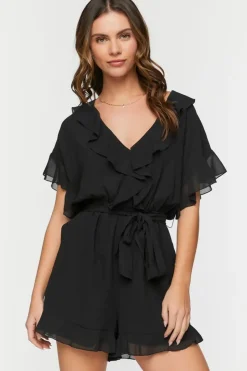 Chiffon Ruffle-Trim Romper