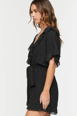 Chiffon Ruffle-Trim Romper
