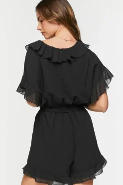 Chiffon Ruffle-Trim Romper