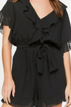 Chiffon Ruffle-Trim Romper