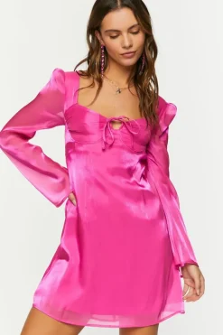 Chiffon Tie-Front Mini Dress