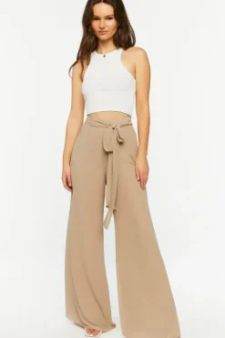 Chiffon Tie-Waist Wide-Leg Pants