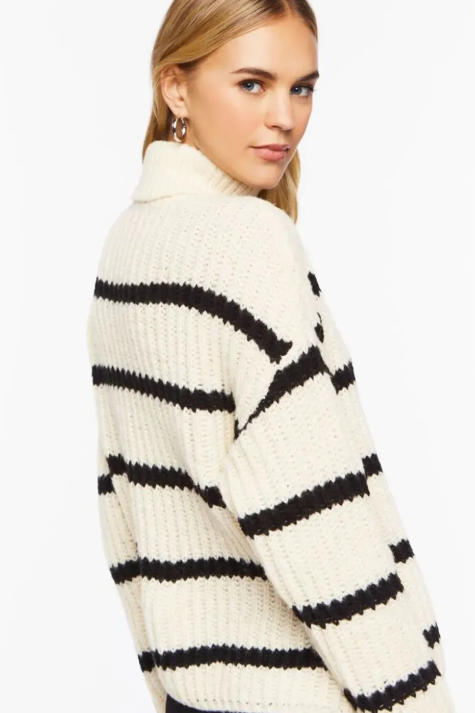 Chunky Striped Turtleneck Sweater