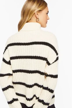 Chunky Striped Turtleneck Sweater