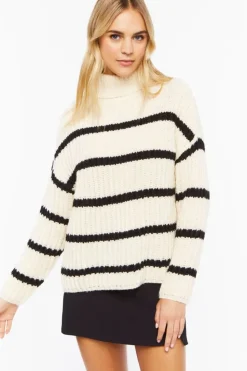 Chunky Striped Turtleneck Sweater