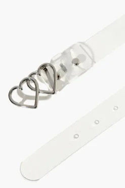 Clear Dual Heart-Buckle Belt