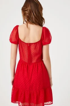 Clip-Dot Fit & Flare Dress