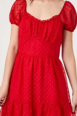 Clip-Dot Fit & Flare Dress