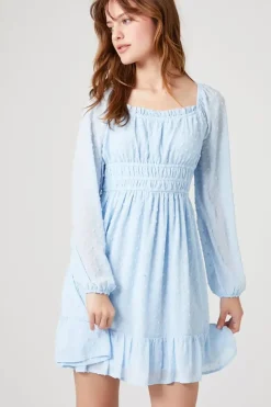 Clip-Dot Flounce Mini Dress