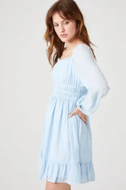 Clip-Dot Flounce Mini Dress