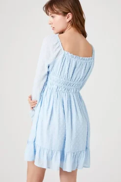 Clip-Dot Flounce Mini Dress