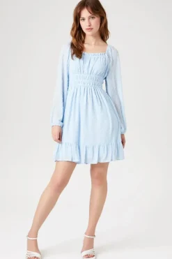 Clip-Dot Flounce Mini Dress