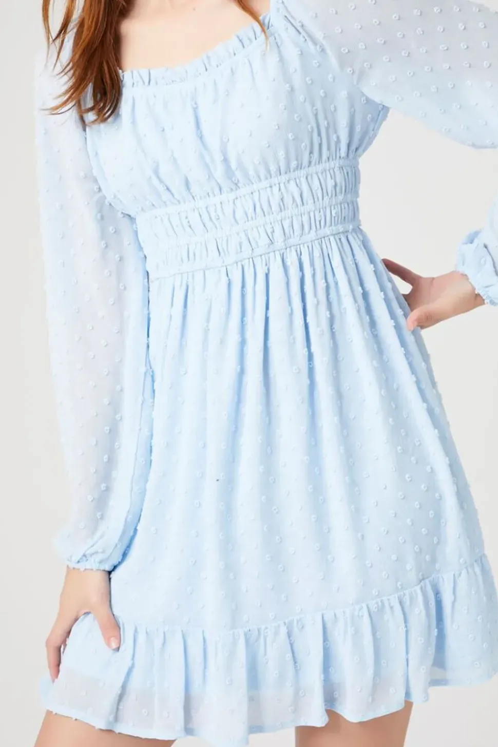 Clip-Dot Flounce Mini Dress