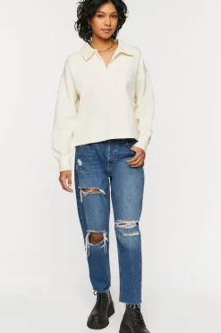 Collared Drop-Sleeve Pullover