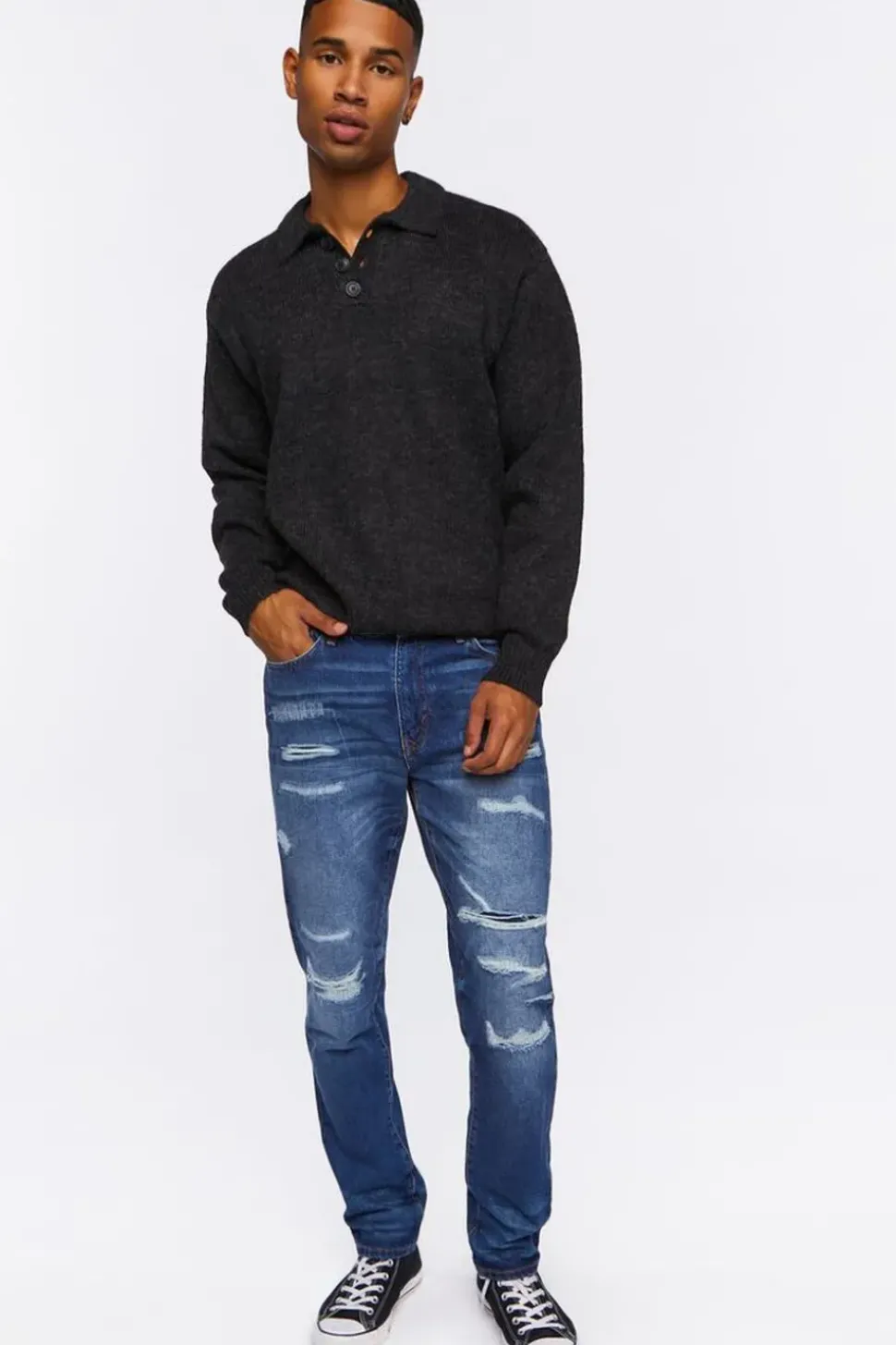 Collared Drop-Sleeve Sweater
