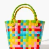 Colorblock Basketwoven Tote Bag