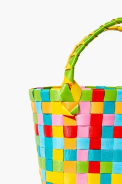 Colorblock Basketwoven Tote Bag