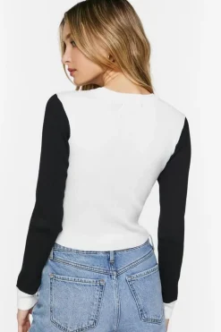 Colorblock Bustier Long-Sleeve Top
