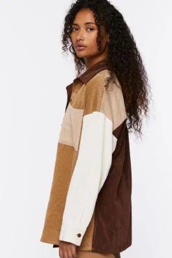 Colorblock Corduroy Shacket