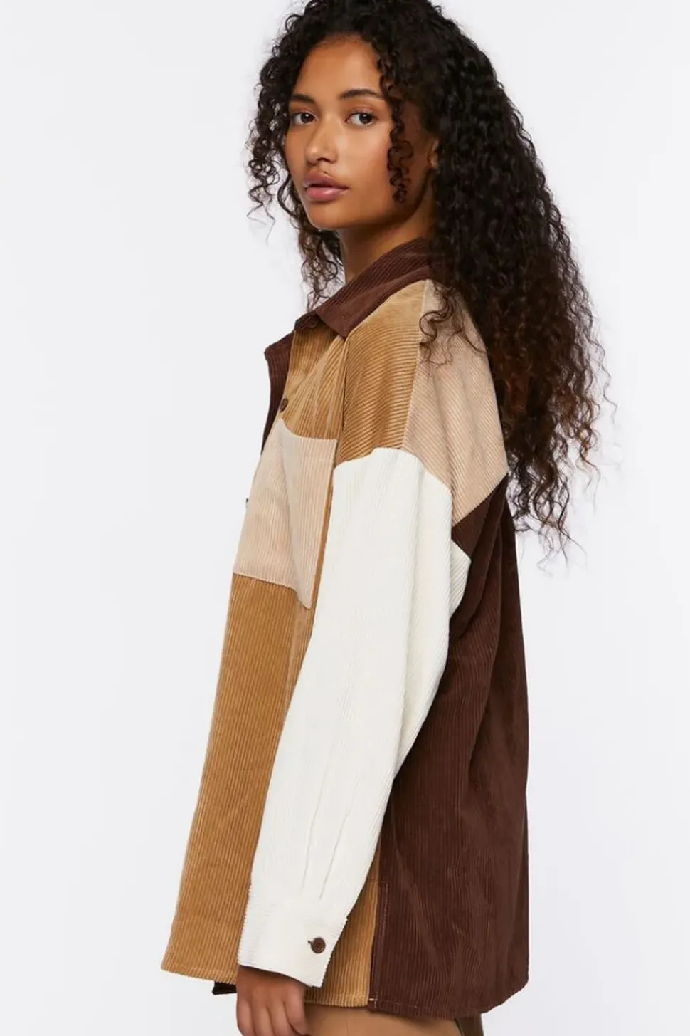 Colorblock Corduroy Shacket