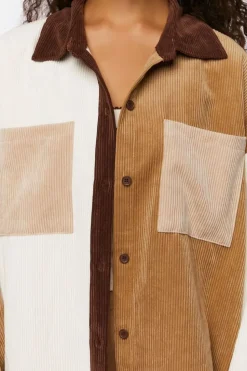 Colorblock Corduroy Shacket