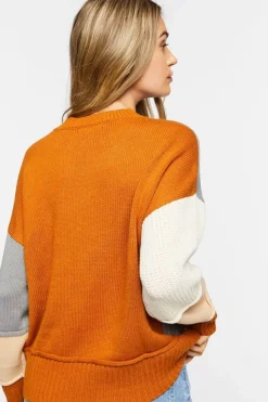 Colorblock Drop-Sleeve Sweater