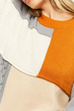 Colorblock Drop-Sleeve Sweater