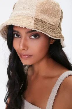 Colorblock Faux Shearling Bucket Hat