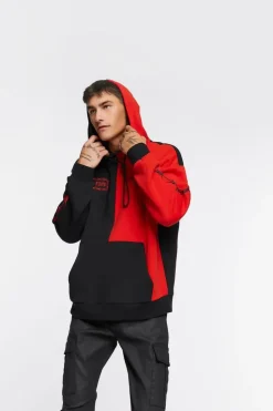 Colorblock Graphic Embroidered Hoodie