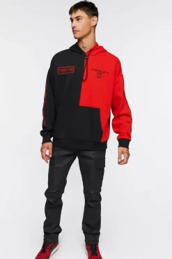 Colorblock Graphic Embroidered Hoodie