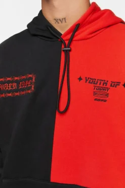 Colorblock Graphic Embroidered Hoodie