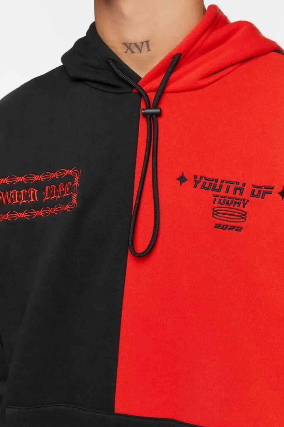 Colorblock Graphic Embroidered Hoodie