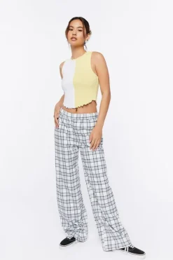 Colorblock Lettuce-Edge Crop Top