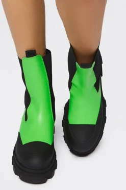 Colorblock Lug-Sole Booties