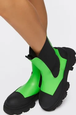 Colorblock Lug-Sole Booties