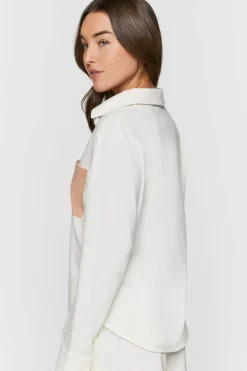 Colorblock Patch-Pocket Pajama Shirt