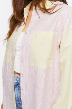 Colorblock Pinstriped Shirt