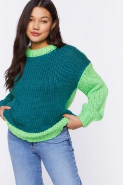 Colorblock Purl Knit Sweater