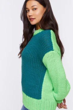 Colorblock Purl Knit Sweater