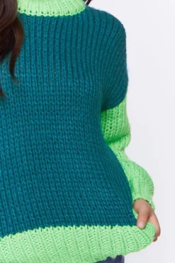 Colorblock Purl Knit Sweater