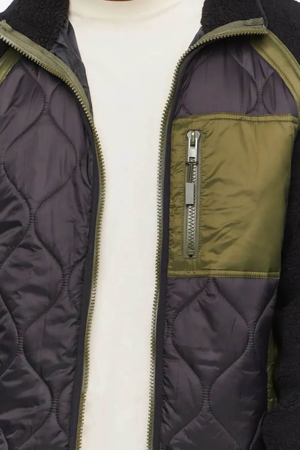 Colorblock Quilted Bomber Jacket
