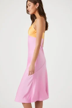 Colorblock Satin Slip Dress